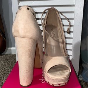 Blush pink platform heels